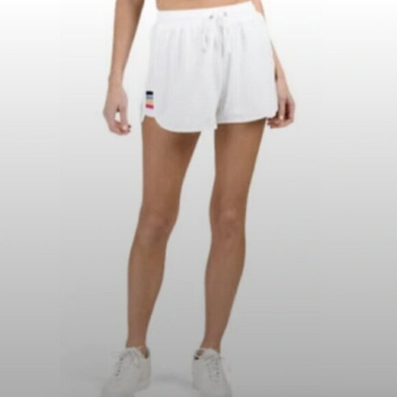 Jane and Delancey Drawstring Elastic Waist Shorts Womens L White Rainbow #310B - Picture 1 of 10